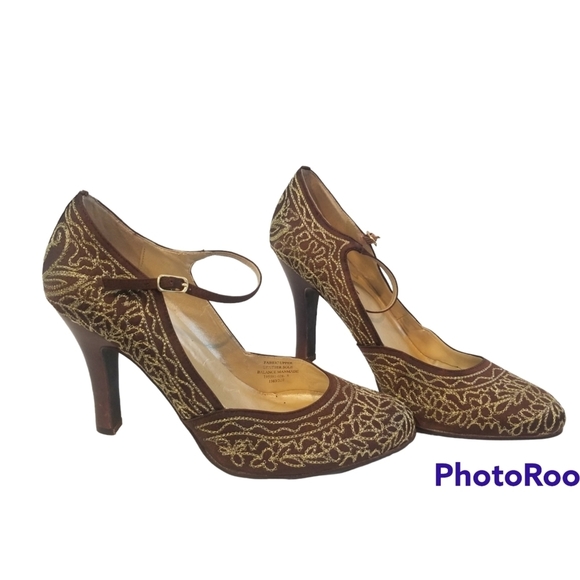 Colin Stuart Shoes - 3/$25 Colin Stuart Size 8 Brown Gold Mary Jane Pumps Heels
